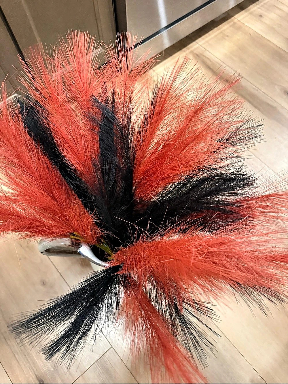 Orange & Black pampas grass stems Faux Floral